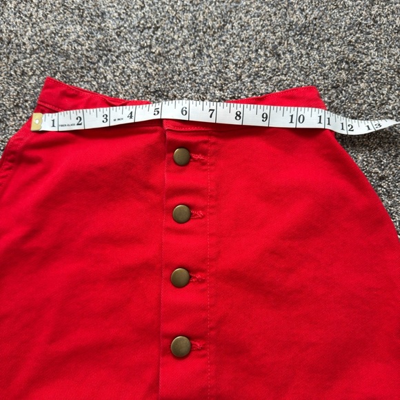 American Apparel Button Down red Jean mini Skirt - Picture 5 of 6